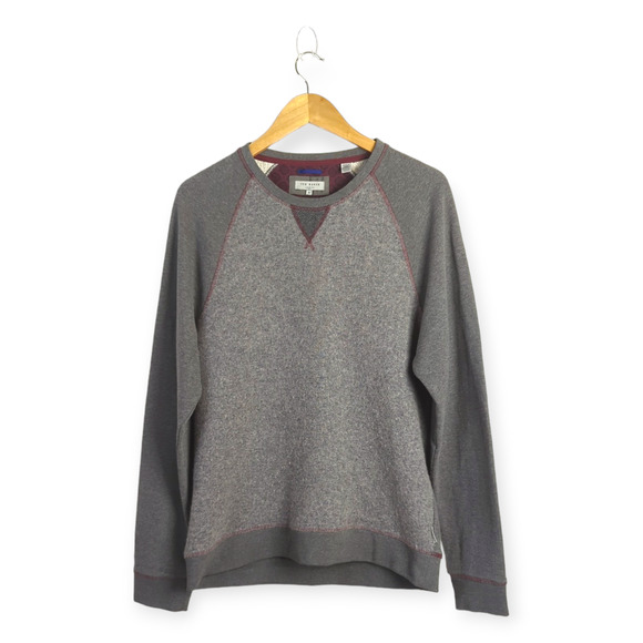 Ted Baker London Men's Gray Raglan Sleeve Wool Blend Crewneck Sweatshirt Size 2X - Picture 1 of 6